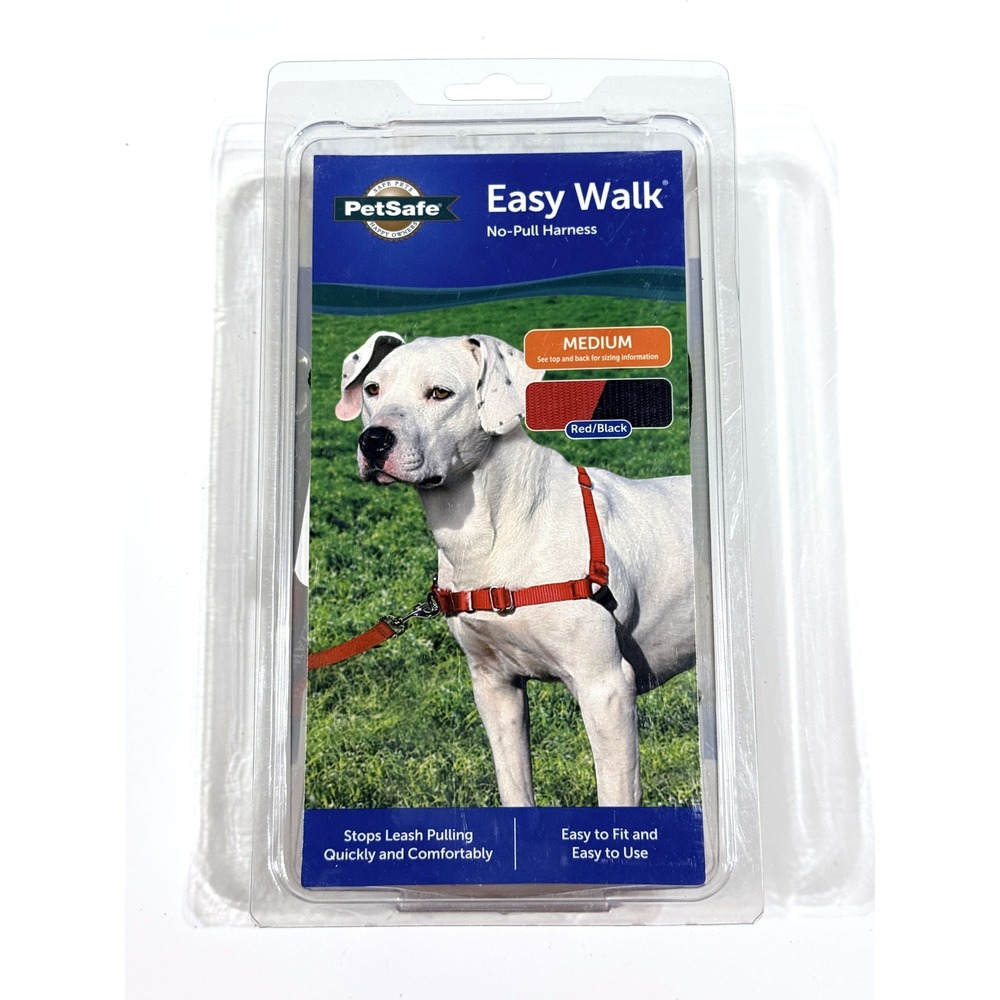 PETSAFE Easy Walk Dog Harness - Red Black No-Pull - Medium - NEW
